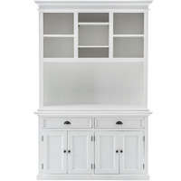 Classic White Buffet Hutch Unit With 2 Adjustable Shelves