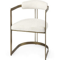 Curvy Gold And White Upholstered Dining Armchair