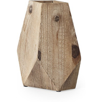 9"" Natural Stain Geometric Wooden Vase