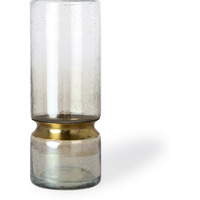 13"" Smoked Bubble Glass Gold Accent Vase