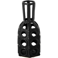 9"" Black Pierced Pattern Ceramic Vase