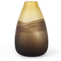 11"" Brown And Beige Smoky Sand Dunes Glass Vase