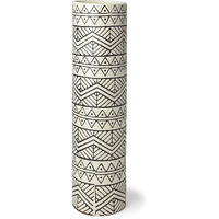 17"" Black And Cream Tribal Geo Ceramic Vase