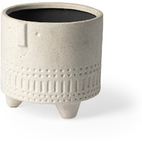 7"" Bohemian Beige Happy Face Tribal Vase