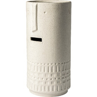 14"" Bohemian Beige Happy Face Tribal Vase
