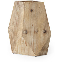 11"" Natural Stain Geometric Wooden Vase