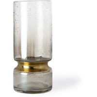 11"" Smoked Bubble Glass Gold Accent Vase