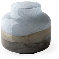 9"" Ocean Wave Colored Bubble Glass Rounded Square Glass Vase