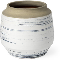 9"" Blue White And Sand Coastal Ceramic Vase