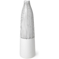 18"" Black And White Pinstriope Narrow Ceramic Vase