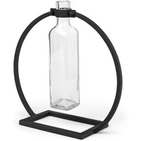 Modern Industrial Black Rectangle Metal And Glass Vase