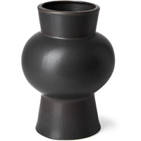 11"" Matte Black Contempo Deco Ceramic Vase