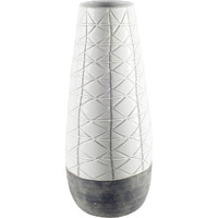 Textured White Over Dark Clay Carved Ceramic Vase