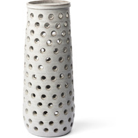 19"" Organic White Glaze Pierced Dot Ceramic Vase