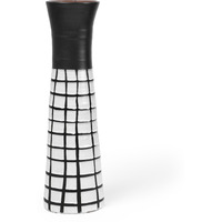 17"" Black And White Modern Grid Ceramic Vase