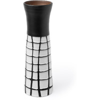 24"" Black And White Modern Grid Ceramic Vase