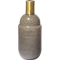 12"" Cream Brown And Gold Glass Vase