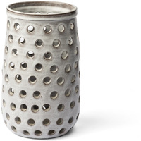 12"" Organic White Glaze Pierced Dot Ceramic Vase