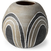 Brown Gray And White Arches Round Ceramic Vase