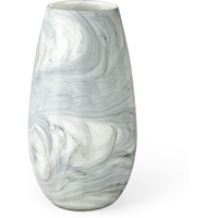 12"" Gray And White Marble Design Glass Vase