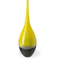21"" Lovely Yellow And Gray Handblown Spunglass Vase