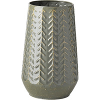 11"" Green Organically Chevron Embossed Metal Vase