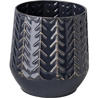 7"" Navy Organically Embossed Chevron Metal Vase