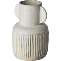 12"" Whitewash Handled Textured Ceramic Vase