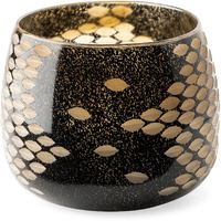 6"" Black And Gold Artisan Bubble Glass Vase