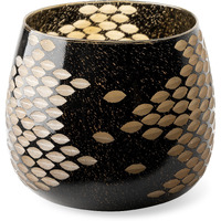 8"" Black And Gold Artisan Bubble Glass Vase
