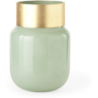 12"" Smokey Green And Glass Rounded Oval Vase