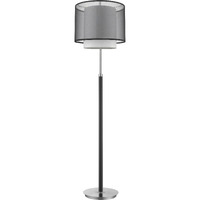 Roosevelt 1-Light Espresso And Brushed Nickel Floor Lamp With Smoke Gray Shantung Two Tier Shade