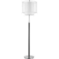 Roosevelt 1-Light Espresso And Brushed Nickel Floor Lamp With Sheer Snow Shantung Two Tier Shade