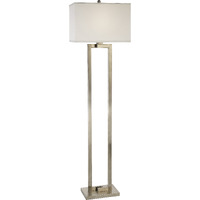 Riley 1-Light Brushed Nickel Floor Lamp With Off White Shantung Shade