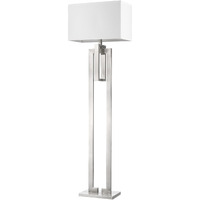 Precision 1-Light Brushed Nickel Floor Lamp With Ivory Shantung Shade