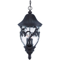 Xl Three Light Matte Black Leaf Detail Hanging Light