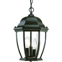 Three Light Matte Black Wide Lantern Hanging Light