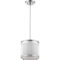 White And Silver Hanging Light With Fabric Shade