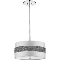 Harmony 3-Light Metallic Silver Pendant With Crystal Studded Platinum Sheen Shade