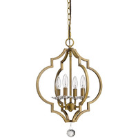 Peyton 4-Light Raw Brass Chandelier With Crystal Accents