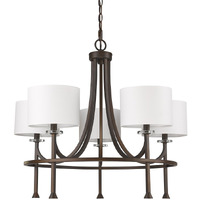 Kara 5-Light Oil-Rubbed Bronze Chandelier With Fabric Shades And Crystal Bobeches