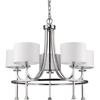 Kara 5-Light Polished Nickel Chandelier With Fabric Shades And Crystal Bobeches