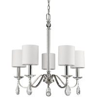 Lily 5-Light Polished Nickel Chandelier With Fabric Shades And Crystal Accents