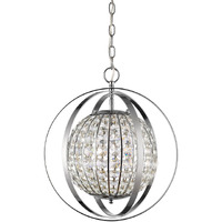 Olivia 1-Light Polished Nickel Crystal Globe Pendant