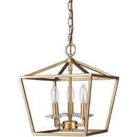 Kennedy 3-Light Antique Gold Pendant With Crystal Bobeches