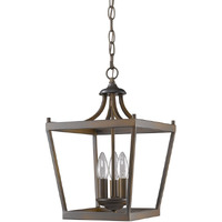 Vintage Brown Metal Tapered Hanging Light