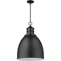 Colby 1-Light Matte Black Pendant With Gloss White Interior Shade