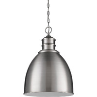 Colby 1-Light Satin Nickel Pendant With Gloss White Interior Shade