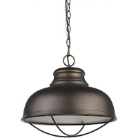 Ansen 1-Light Oil-Rubbed Bronze Pendant With Gloss White Interior Shade