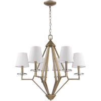 Easton 6-Light Washed Gold Chandelier With Crystal Bobeches And White Fabric Shades